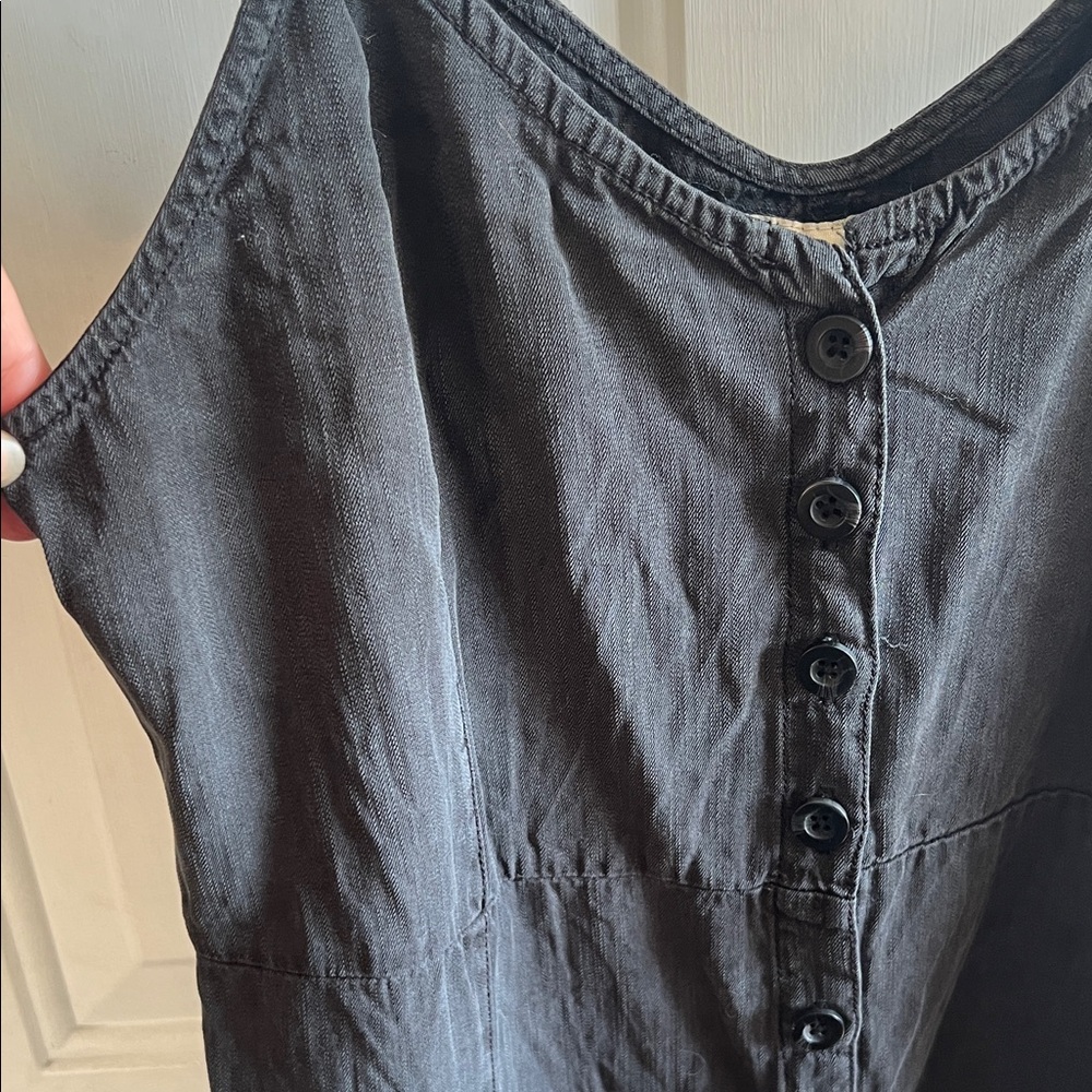 Thread and Supply Spaghetti Strap Black Button-Down Midi Dress - Picture 2 of 5
